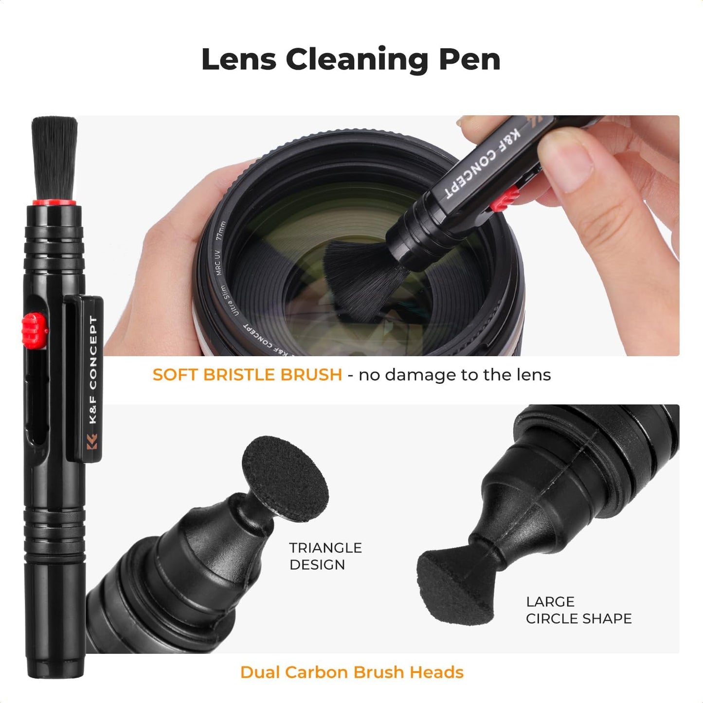 K&F CONCEPT 25-1 Swabs/60&20ML Professional Camera Cleaning Kit for DSLR Cameras with Full Frame Sensor Cleaning Lens