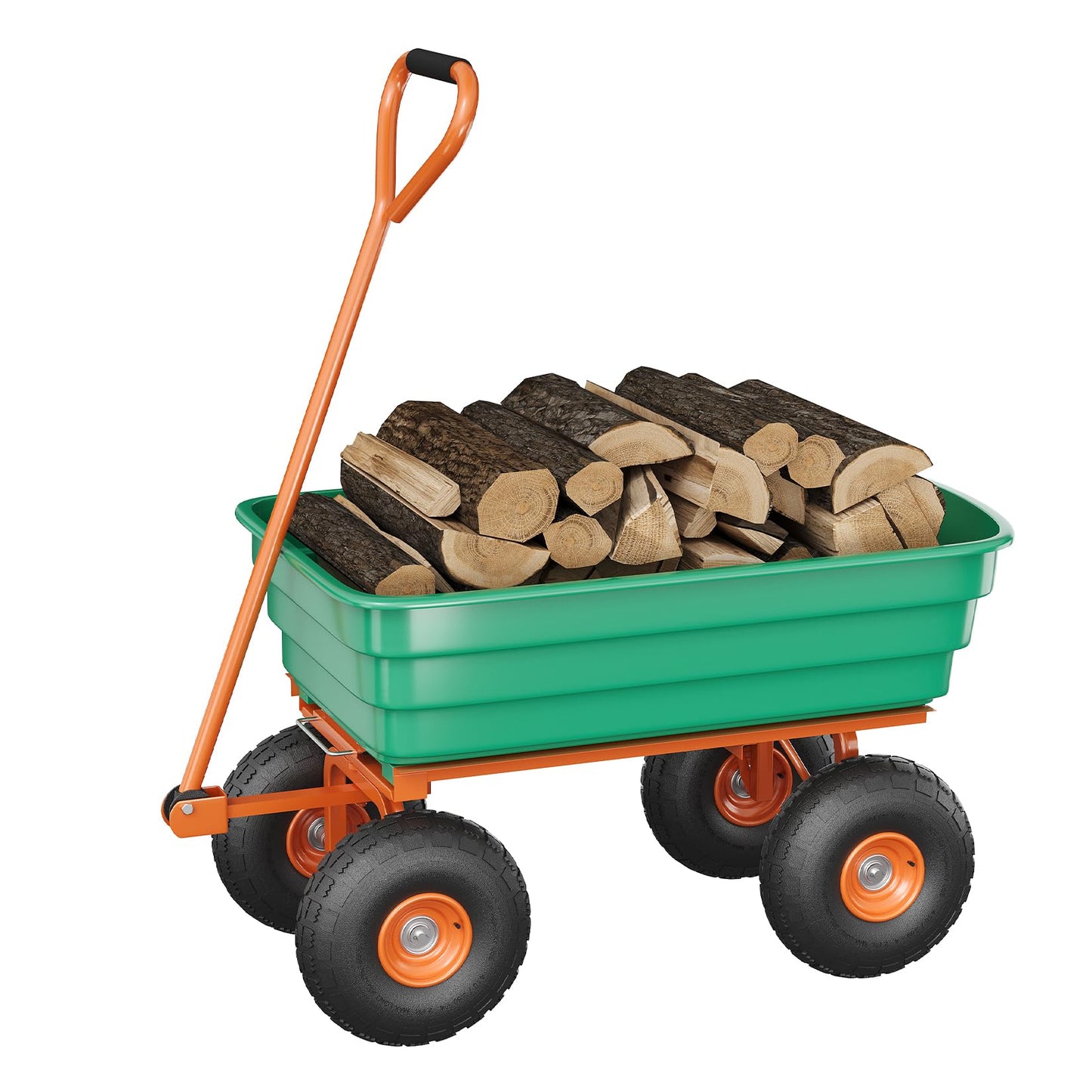 GlowSol Heavy Duty Garden Dump Cart - 1200 lbs Capacity Utility Wagon, 7 Cubic Feet - 180° Adjustable Handle, 13" All-Terrain Tires, Quick Release - Perfect for Yard, Lawn, Landscaping