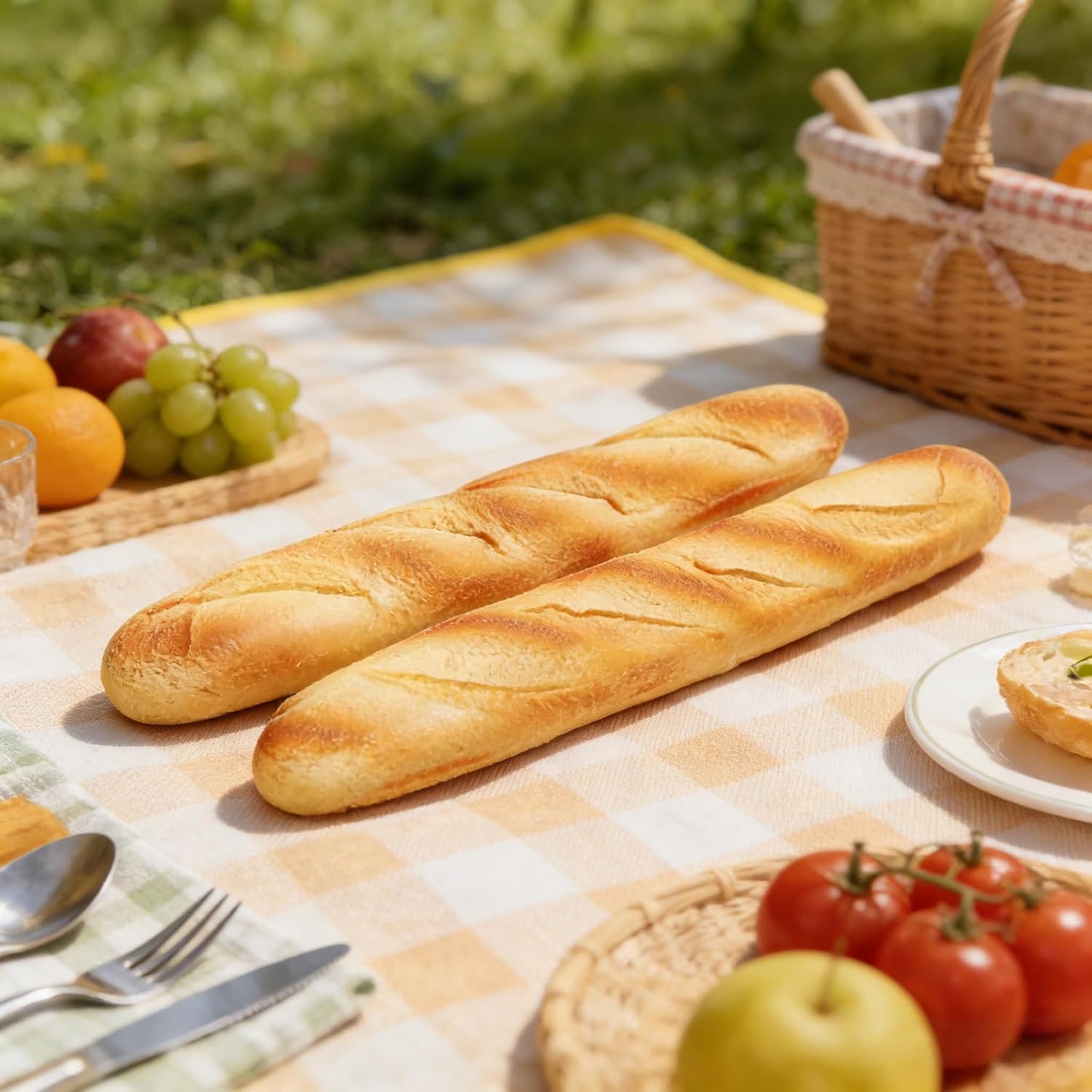 MHFOOU 13.6IN Artificial French Baguette Bread, Realistic Fake Loaf Simulation Baguette Simulation French Loaf Dessert