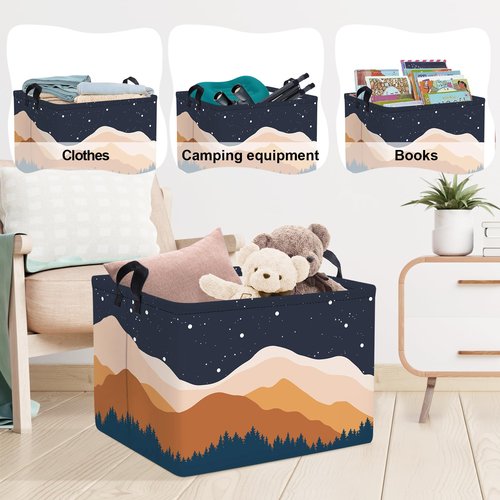 Clastyle Bohemia Baby Laundry Hamper Star Kid Storage Basket Women Girl Gift Toy Box Collapsible Clothes Organizer Nursery Bin for Bedroom,Moon,40 * 30 * 30 cm