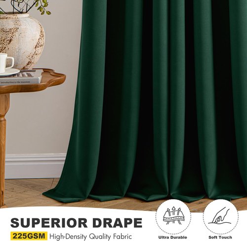 MIULEE Hunter Green Blackout Curtains - Thermal Insulated Room Darkening Drapes | 96 Inches Long, 2 Panels