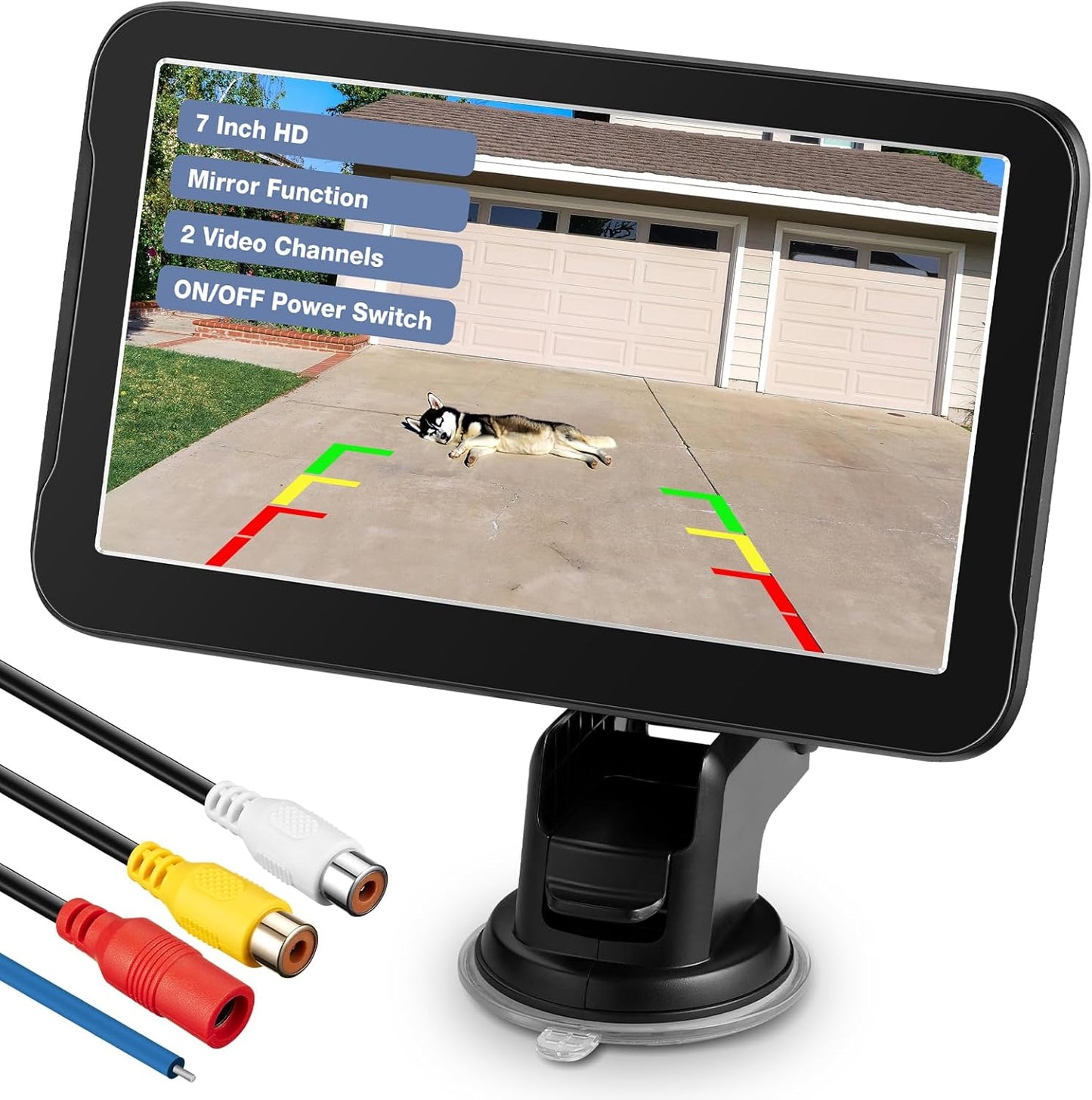 Chuanganzhuo 7 Inch 12V/24V, (7 Inch) Backup Camera Monitor Only - HD Image Back up Camera Screen for Cars Trucks SUVs