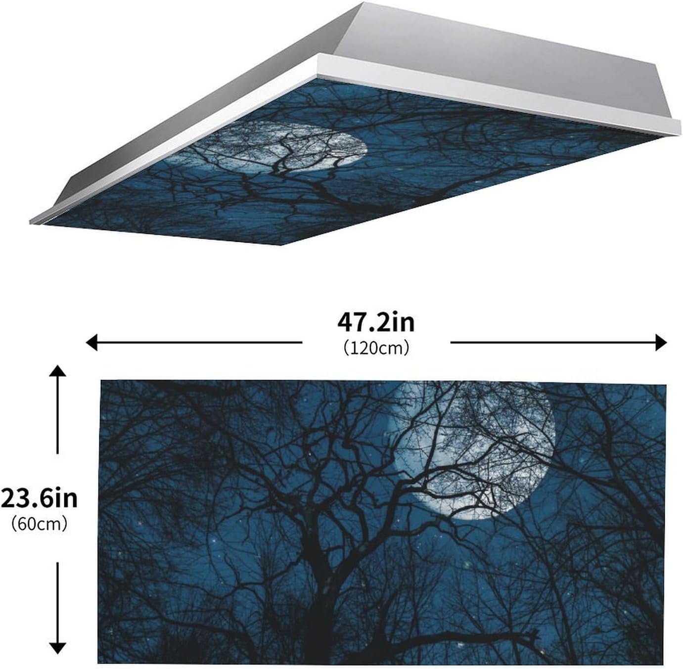 2PCS 4x2Feet(Night RoseFace Fluorescent Light Covers for Classroom Ceiling Lights Magnetic Light Covers,Fluorescent