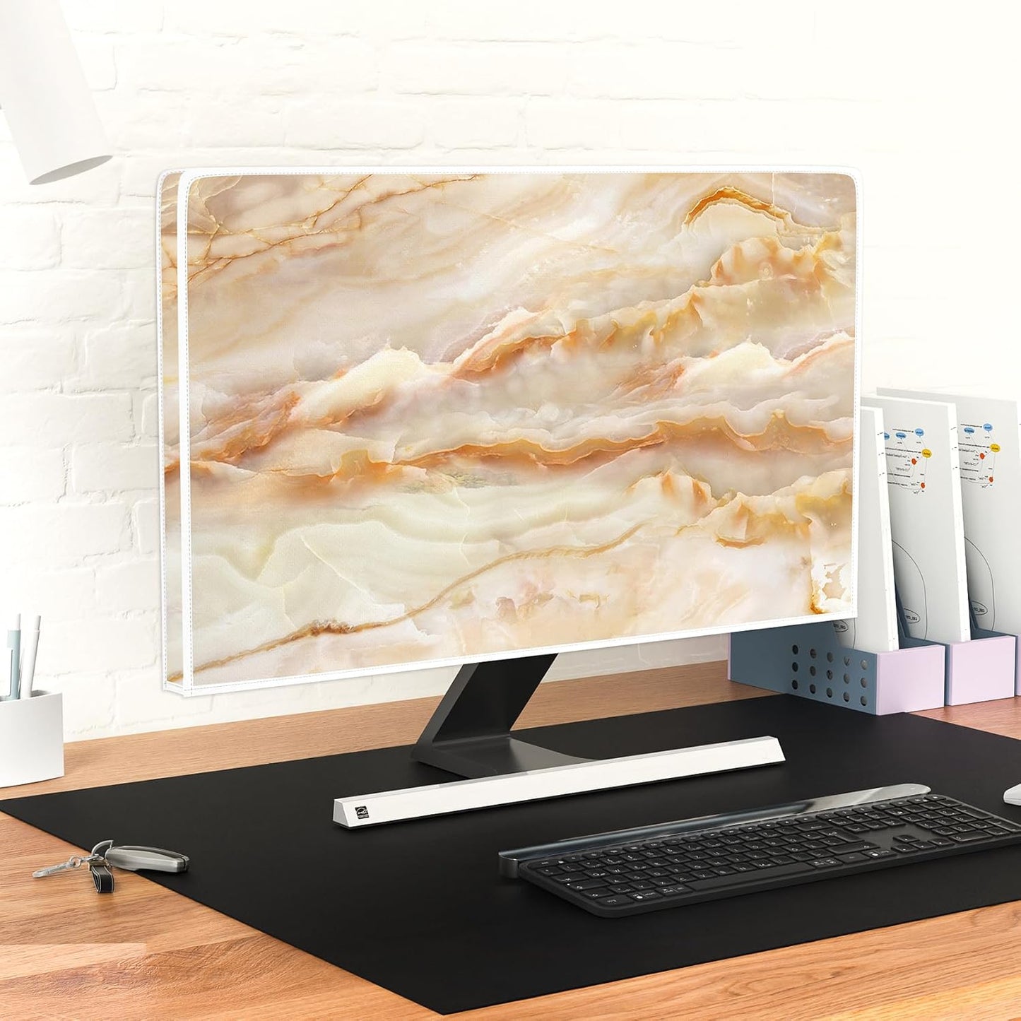 22, 23, 24, 25 Inch Baocicco Abstract Computer Monitor Cover with Marble Design Aesthetic Laptop Computer Cover