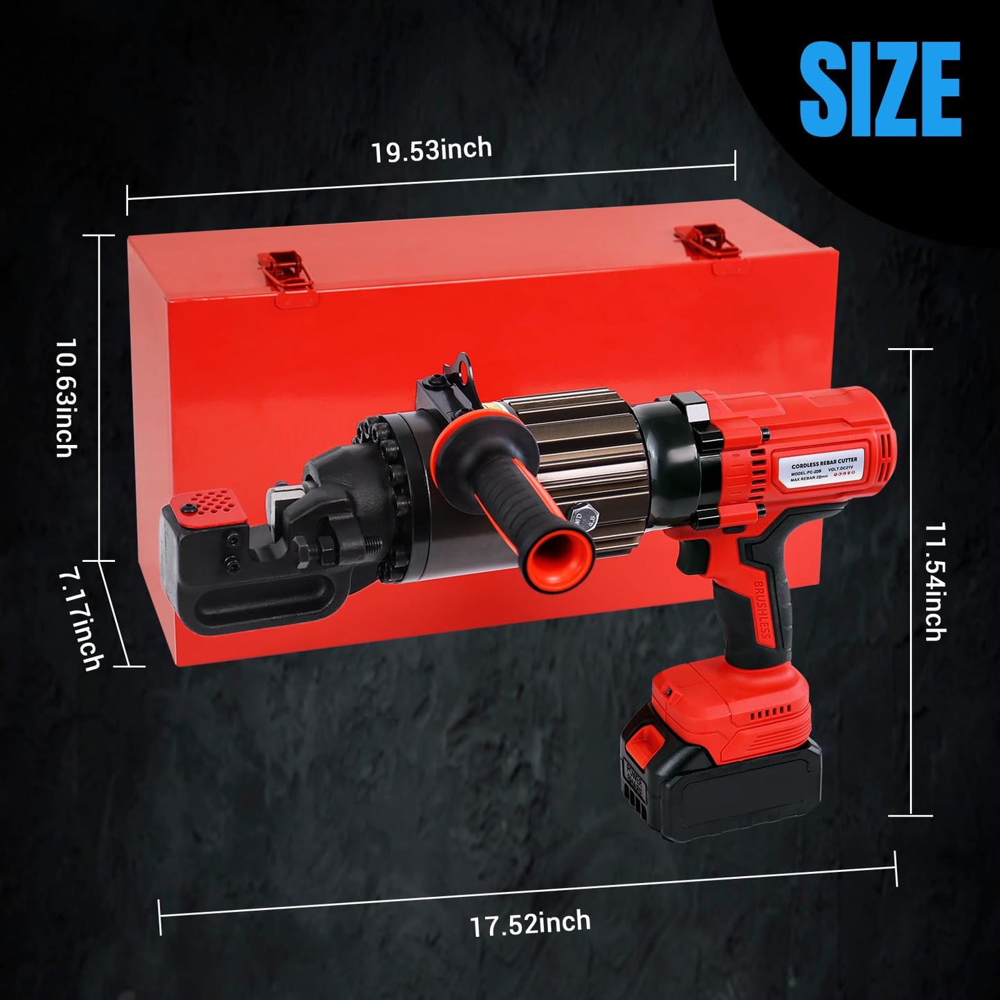 LOSCHEN 360-degree Rotation Cordless Rebar Cutter,Portable Handheld Rebar Cutting Saw,Electric Hydraulic Rebar Cutter,Cutting up from 3/20"(4mm) to 3/4 Inch #6 (20mm) Rebar (Li-ion Battery Version)