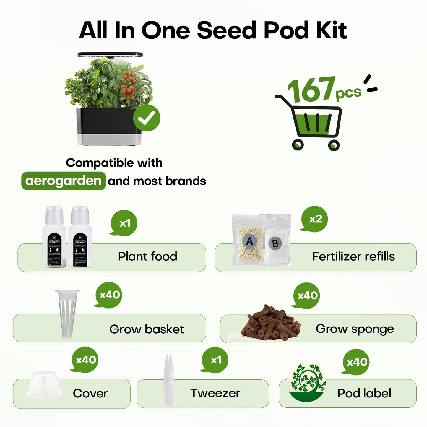 Hydroponics Growing System Indoor Garden with 167pcs Seed Compatible