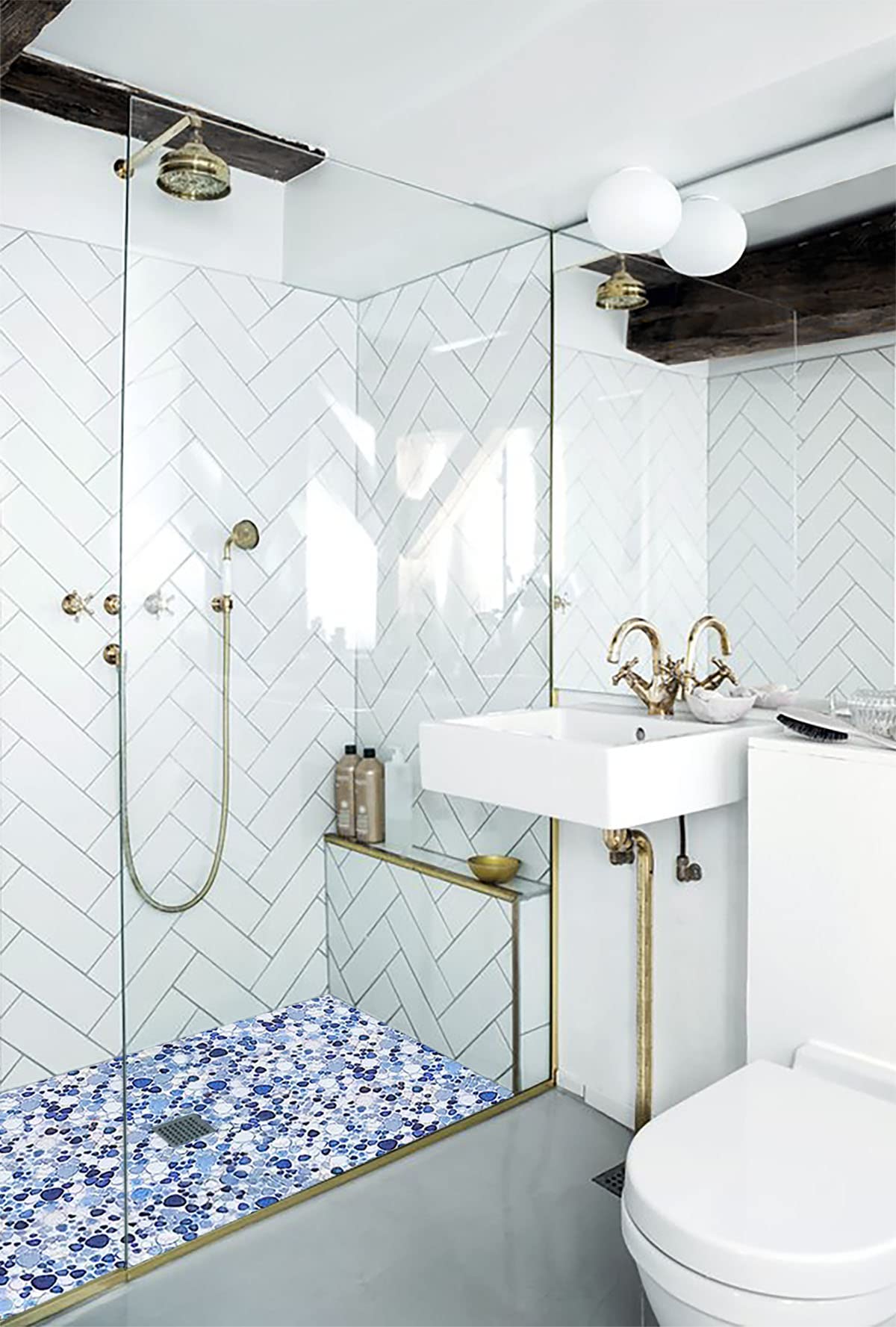 Parrotile Blue Shower Floor Pebbles Tile Bathroom Mosaic Backsplash Wall Tiles (5 Sheets)