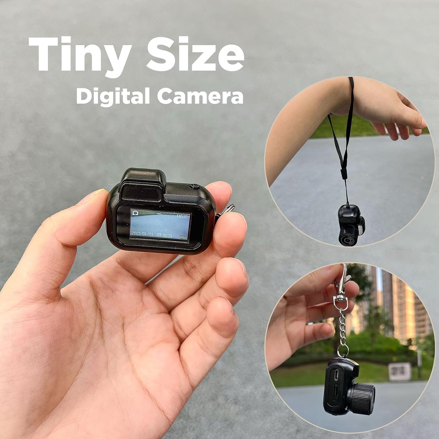 Sniegauu 32GB 1080P 6 Filters,0.96'' Mini Keychain Camera, Retro Micro with Card, Retro Snap Digital Camera HD Tiny
