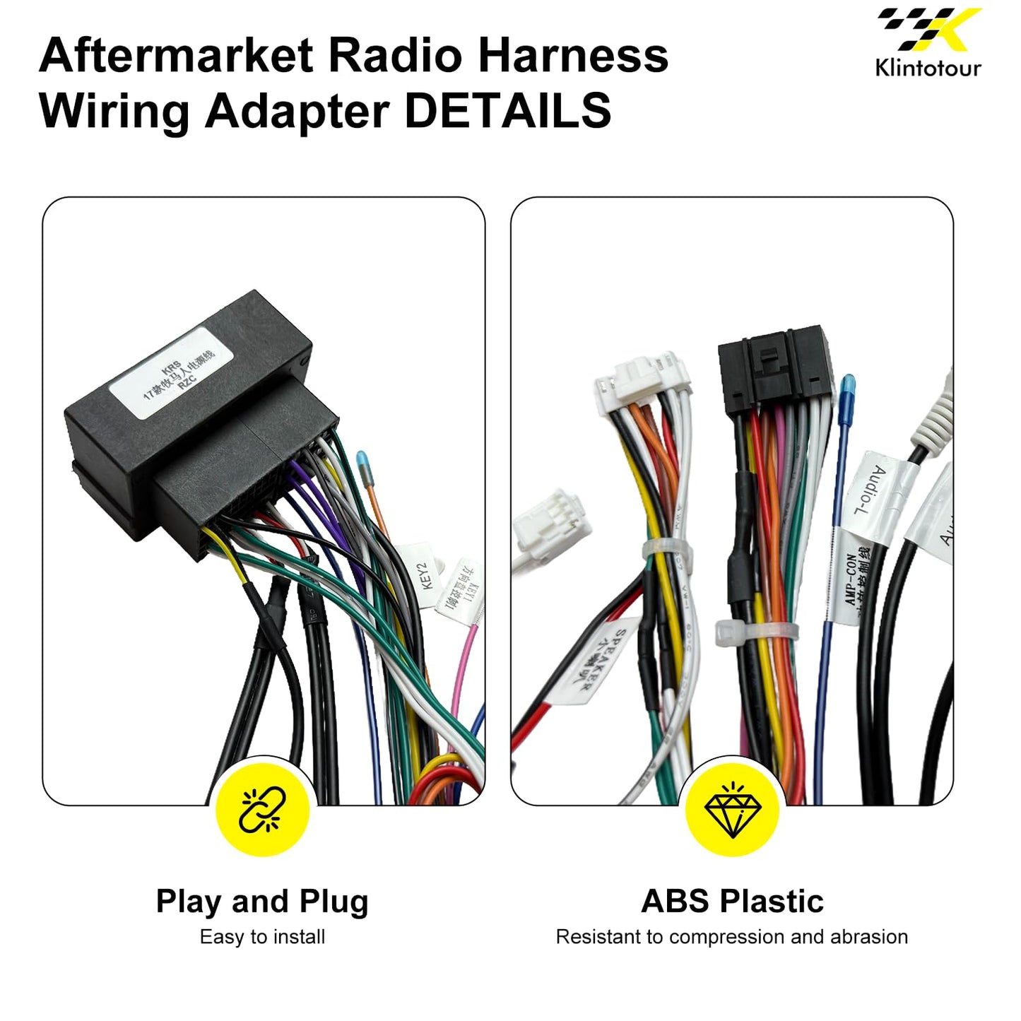 2015-2018/Dodge 2014-2019/Jeep 2018-2019, 16Pin Aftermarket Radio Wiring Adapter Compatible with Chrysler Android Car