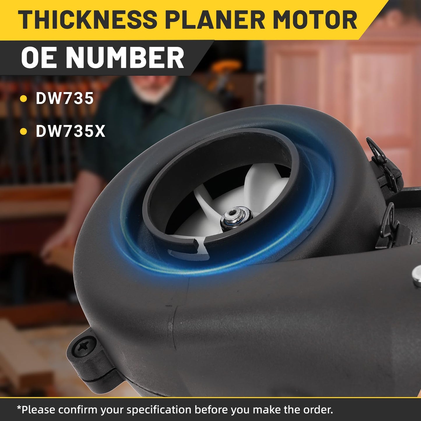 Ytricas DW735 Planer Motor Replacement with Fan Compatible with DeWalt Thickness Planer 120V - Replace DW735X Planer Type 1 Type 2 Motor Assembly