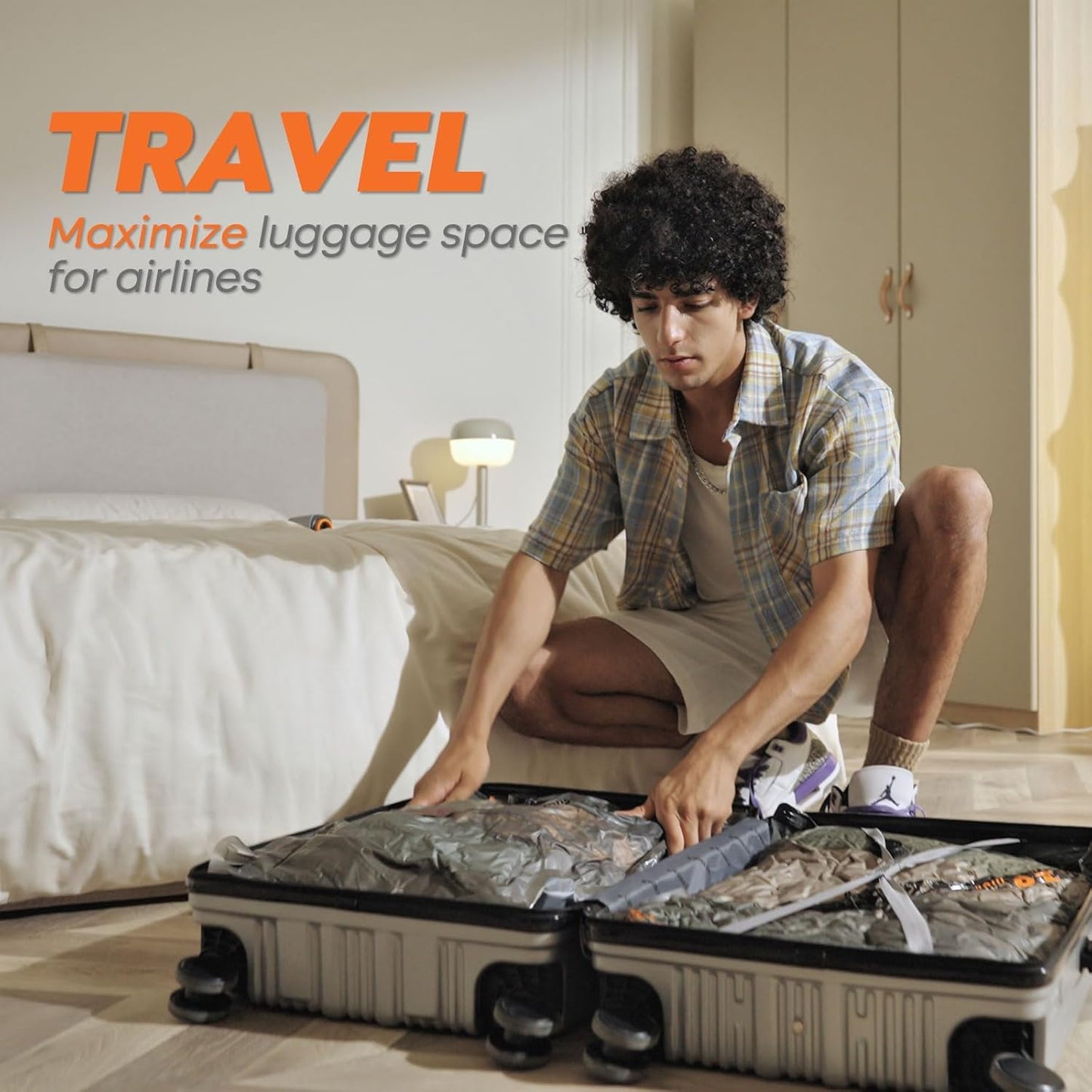Rechargeable Wireless Pump | 15-Pack Small Vacuum Storage Bags - Space-Saving Compression for Travel & Home