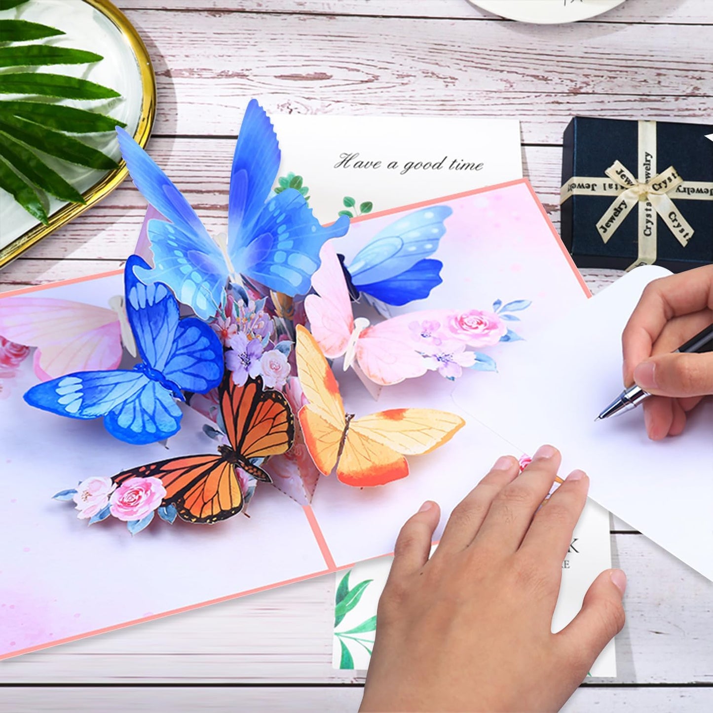ROBBEAR 3D Butterfly & Flower Pop-Up Greeting Card - Handmade for Birthdays, Mother's Day & Anniversaries