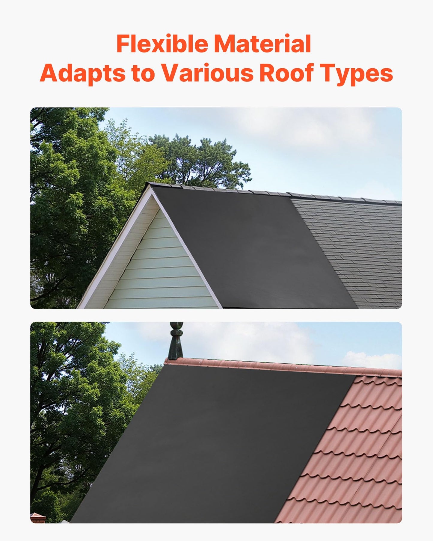 VEVOR Roll Roofing, 30 x 40 ft, 45 mil EPDM Rubber Roofing, Long Lifespan & Weather-Resistant, Withstands Harsh Temperatures, Flexible & Easy Installation, Roof Underlayment for RVs, Roofs, Ponds
