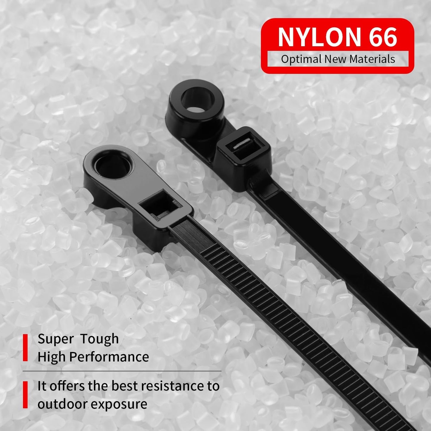 MasiStranth 200 12 inch 75lbs PCS Black Zip Ties with Screw Hole Mountable head Cable Ties Straps Multipurpose Heavy