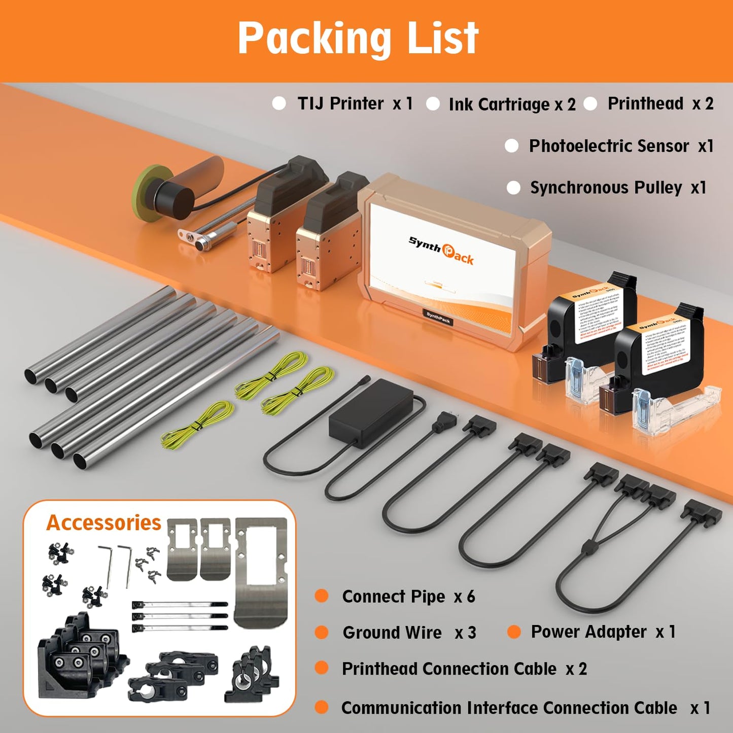 SL1 Automatic Online Inkjet Coding Machine, 100m/min Thermal Inkjet Printer for Production Line, 1200DPI, with Two SY05 0.5inch Ink Cartridges for QR Code Barcode on Carton Plastic Metal(2 Nozzles)