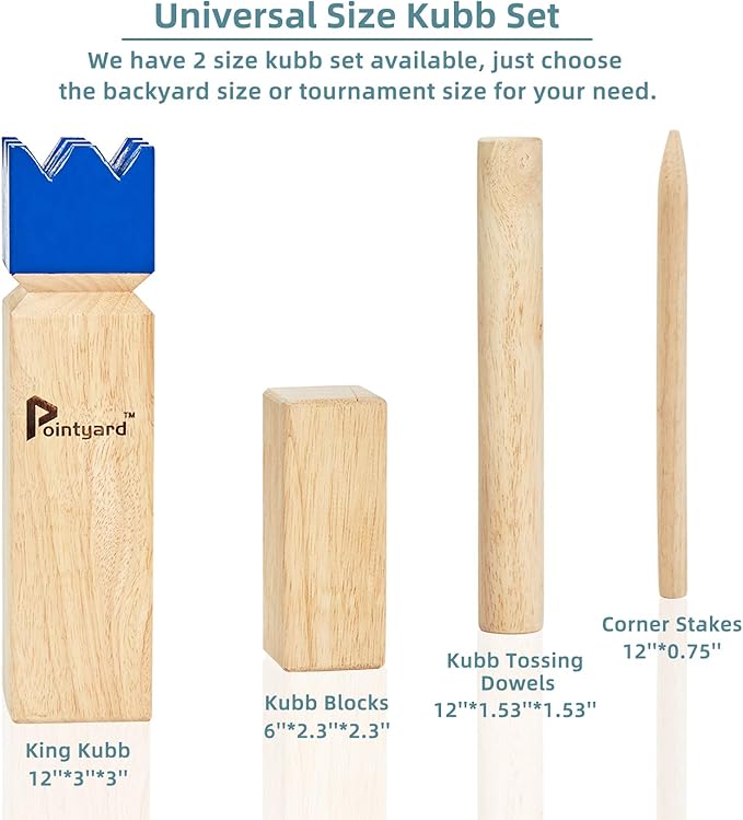 Pointyard Kubb Yard Game Set, Kubb Game Set with Carrying Bag - Wooden Toss Game Set for Outdoor Lawn Teenagers Adults Family