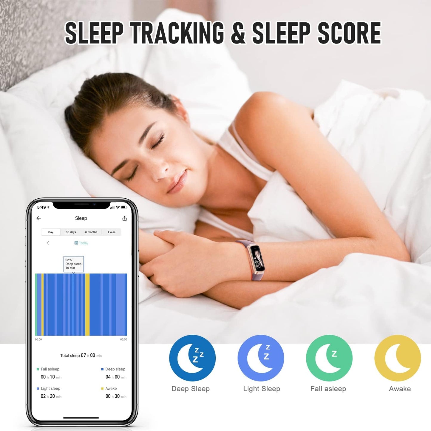 Bakoor Fitness Tracker, Fitness Watch with 24/7 Heart Rate Blood Oxygen Sleep Monitor, 1.10" AMOLED HD Touch Color Screen Step Counter, Activity Trackers Pedometer Health Smart Watch for Women Men