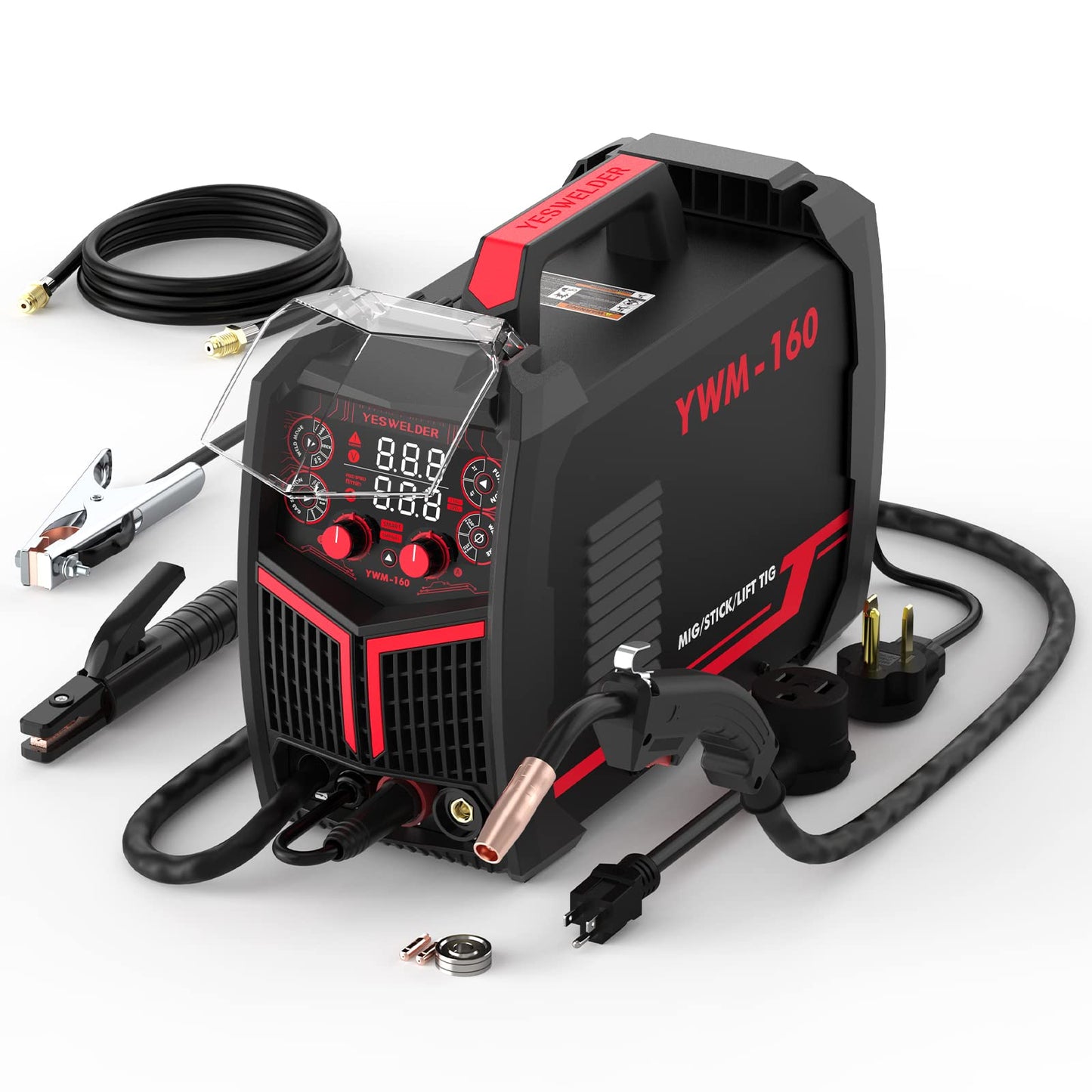 YESWELDER 160A MIG Welder 4 in 1 Multiprocess Flux Cored/MIG/Lift TIG/Stick & Switchable Arrow Welding Magnet 66-110LBs On/Off Switch Arrow Magnetic Welding Holder