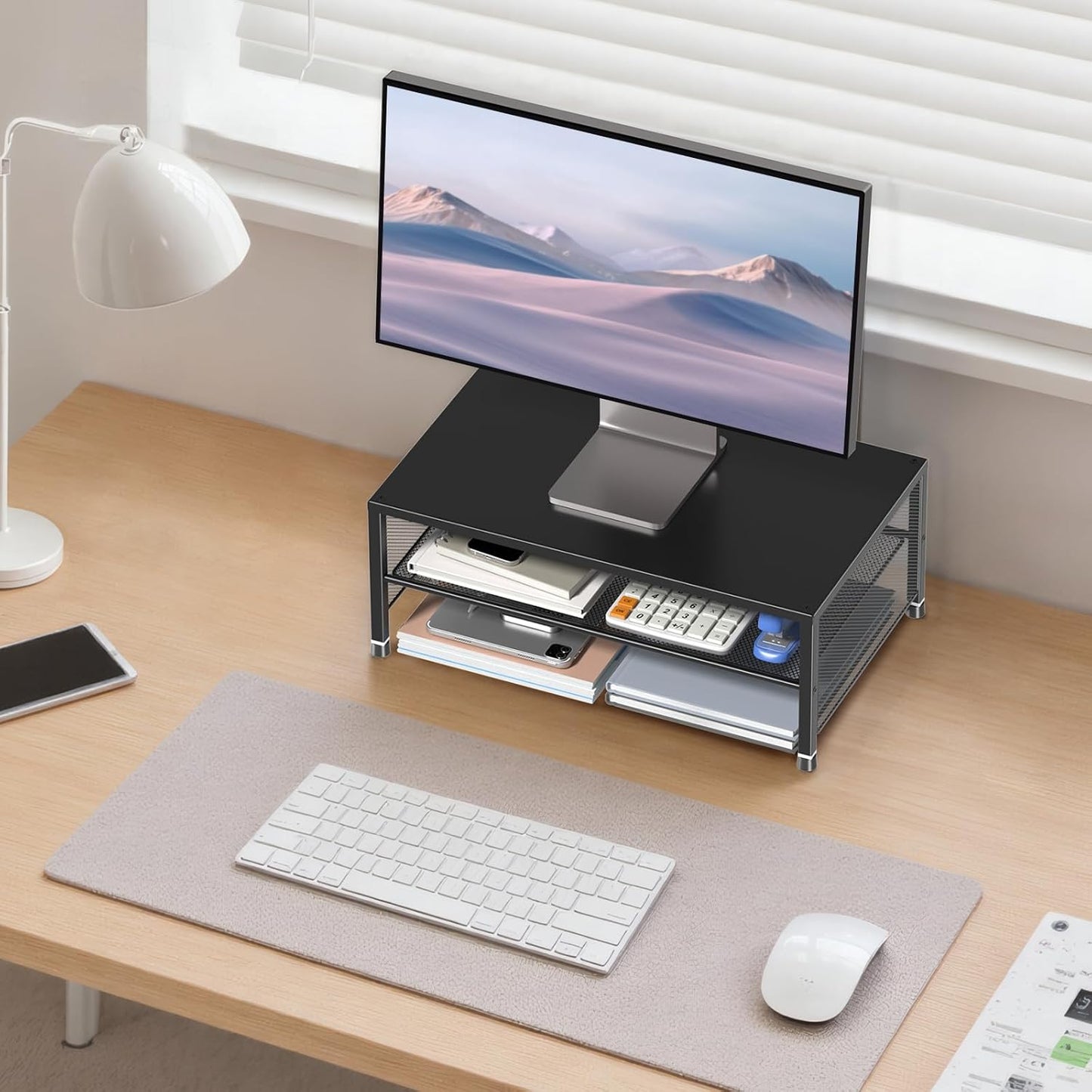 2-Tier 2-Pack) ECOLOVI Computer Monitor Stand Riser, Desk Organizer for Monitor, Printer & Laptop Stand, Desktop