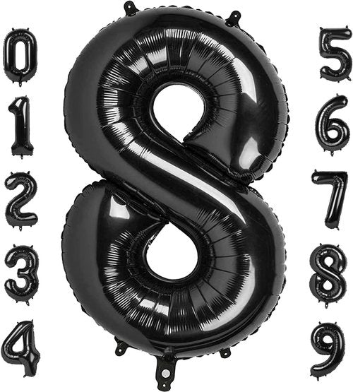 40 Inch Black Number 8 Balloon | Perfect for 8th Birthday Parties, Weddings & Graduations