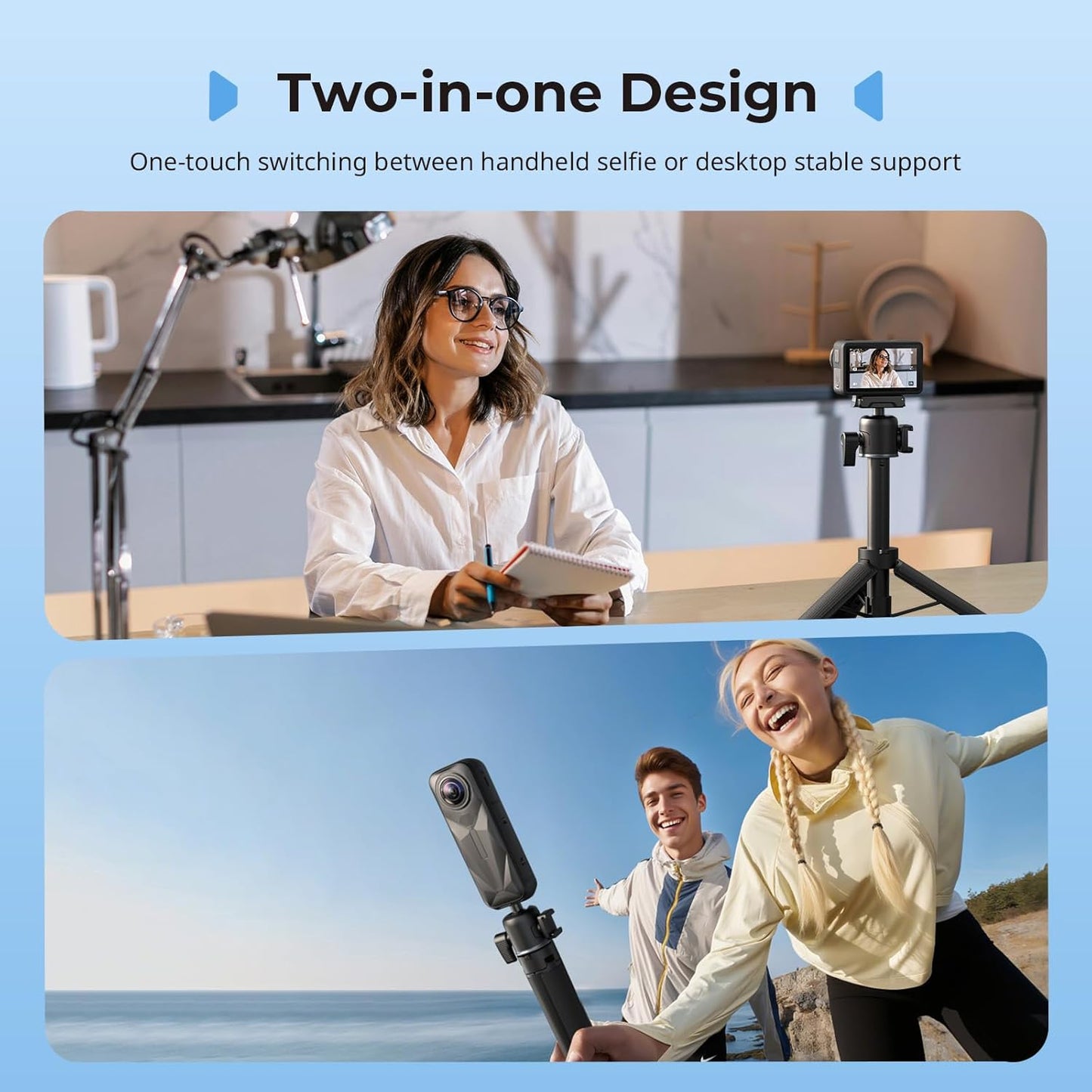 SMALLRIG 7.8-21.6in 360 5 Pro/4, 1/4-20" 13/12/11, 5435 Action Camera Selfie Stick Tripod, Extendable, Ball Head, Cold
