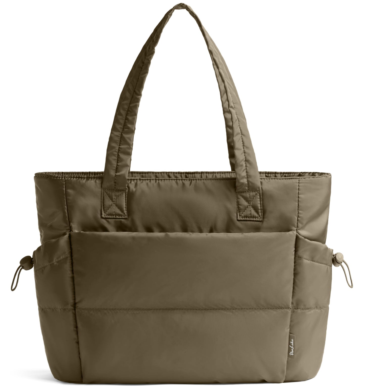 Tote Bag for Women Puffy Work Bags for Women with Zipper Lightweight Quilted Puffer Tote Bag for Travel, Teacher, Nurse (Deep Olive Green)