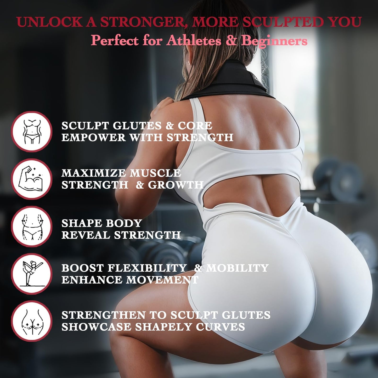 Seektop Adjustable Hip Thrust Belt Slip-Resistant Padding Booty Belts for Glutes - Fits Dumbbells Kettlebells Plates Up to 400 LBS for Gym Home & On-The-Go Workouts