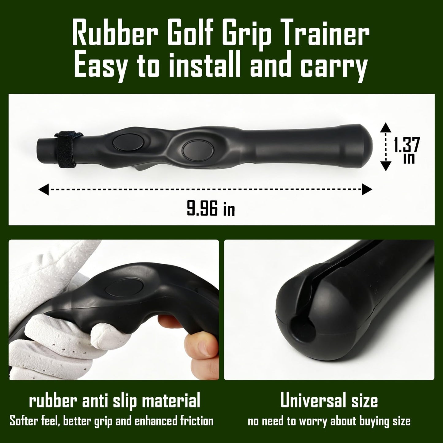 Golf Grip Training Aid Swing Posture Corrector, Improve Swing Rhythm & Consistency, Golf Hand Position Practice Trainer, Perfect Golf Gift for Men Women, Ideal Present for Him Her Golfer Lovers（Black)