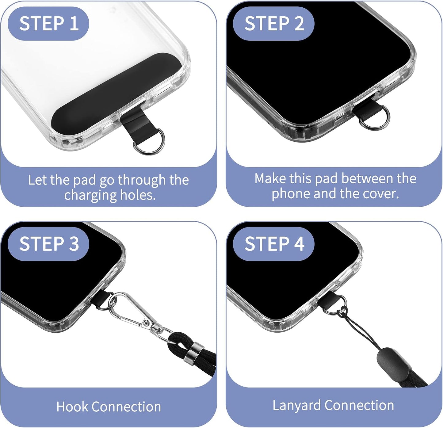 2 Pcs-1 Strap,1 2 CACOE Cell Phone Lanyard Pcs Adjustable Neck Pcs Wrist Strap, Pcs Pads, Universal Crossbody