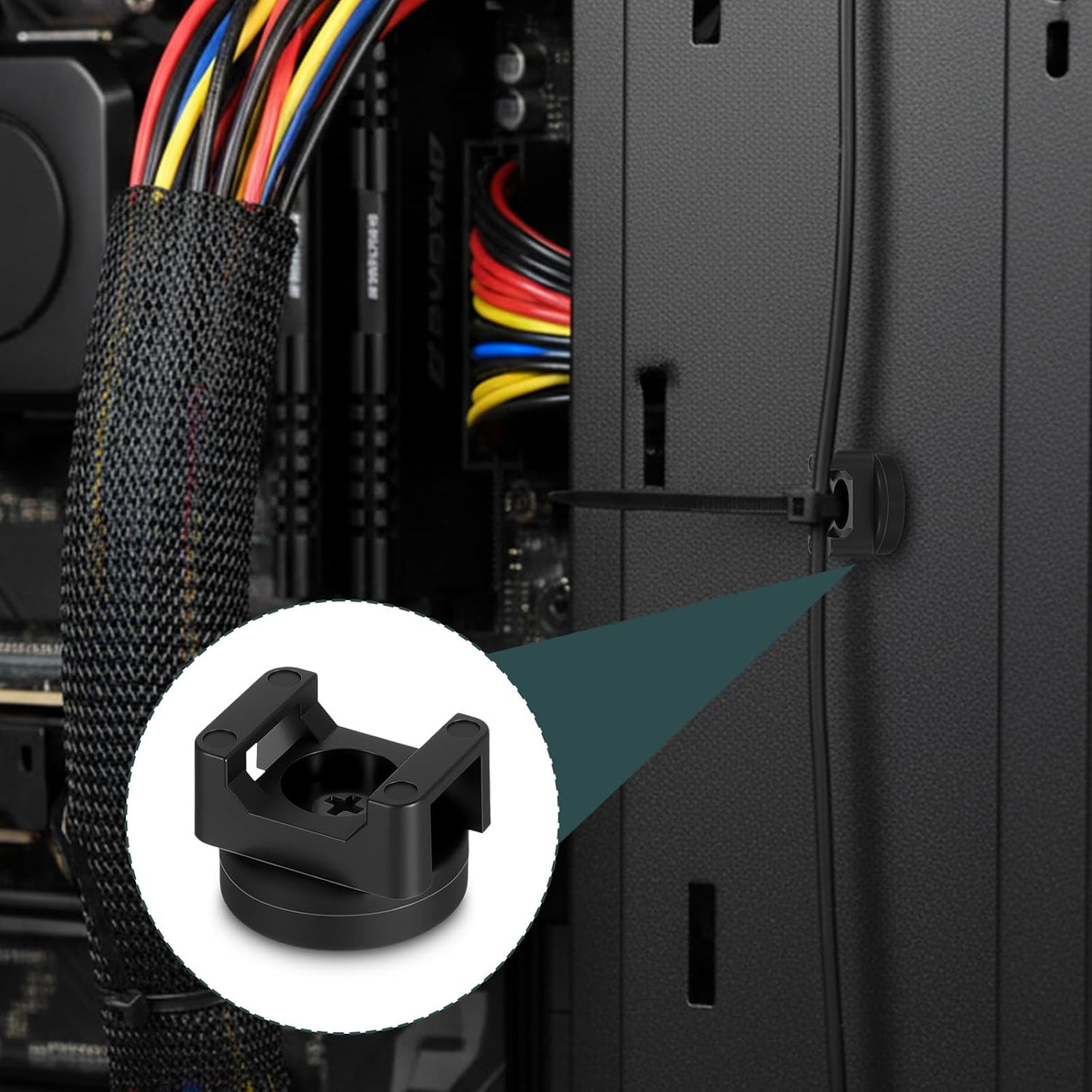 20 (22 mm) Pcs Magnetic Zip Tie Mount Base, Black Magnetic Cable Clip, Multipurpose Cable Ties Management Base
