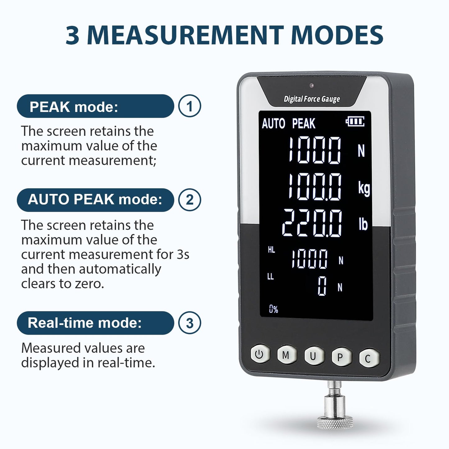 Mxmoonfree 1000N Digital Force Gauge Push Pull Meter with USB Output
