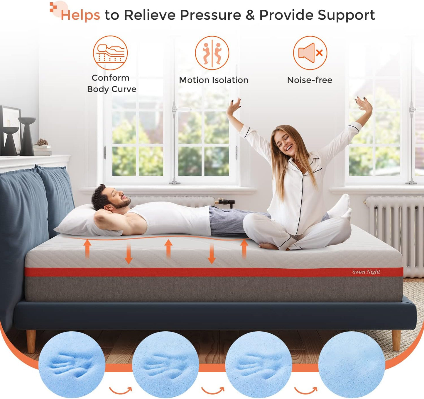 Sweetnight 12 Inch Queen Gel Memory Foam Mattress - Cool Sleep & Pressure Relief, Plush Comfort