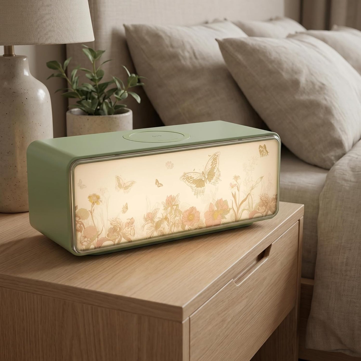 Sleeping4-in-1 DUSVALLY Bluetooth Speaker with Fast Wireless Charger, Adjustable Night Light for Bedroom, Pillow