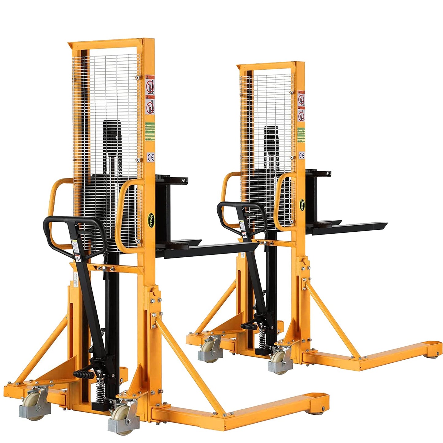 APOLLOLIFT 2 Pices Manual Forklift Pallet Stacker Lift Stacker Straddle Legs 1100lbs Capacity 63inch Max.Lifting Height Adjustable Forks