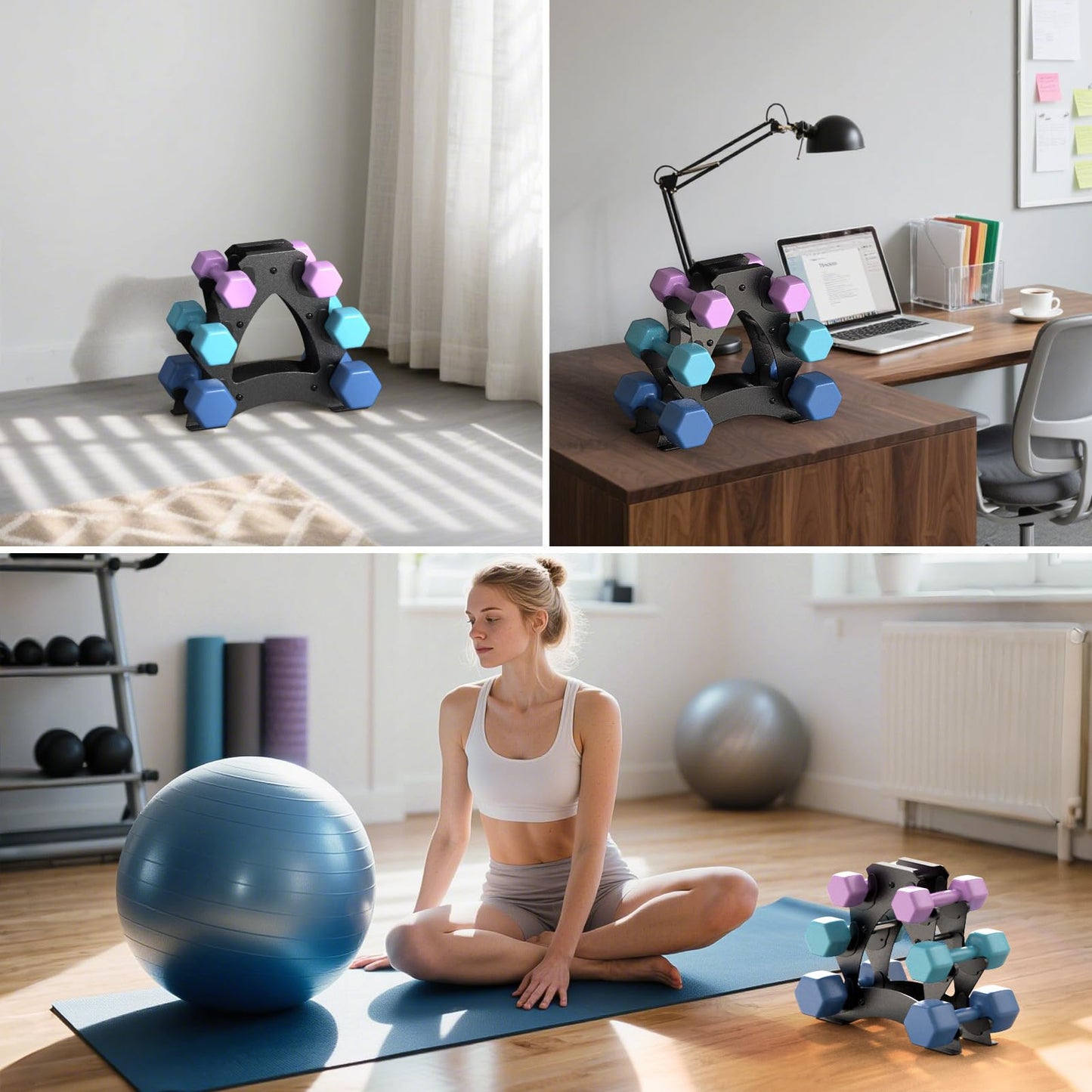 Strifuture Dumbbell Rack Stand Only - Heavy Duty Weight Rack for Home Gym Organization, Compact Dumbbell Stand for Space Saving, Small Weight Storage for 1-15 LB Dumbbells in Home/Office/Studio