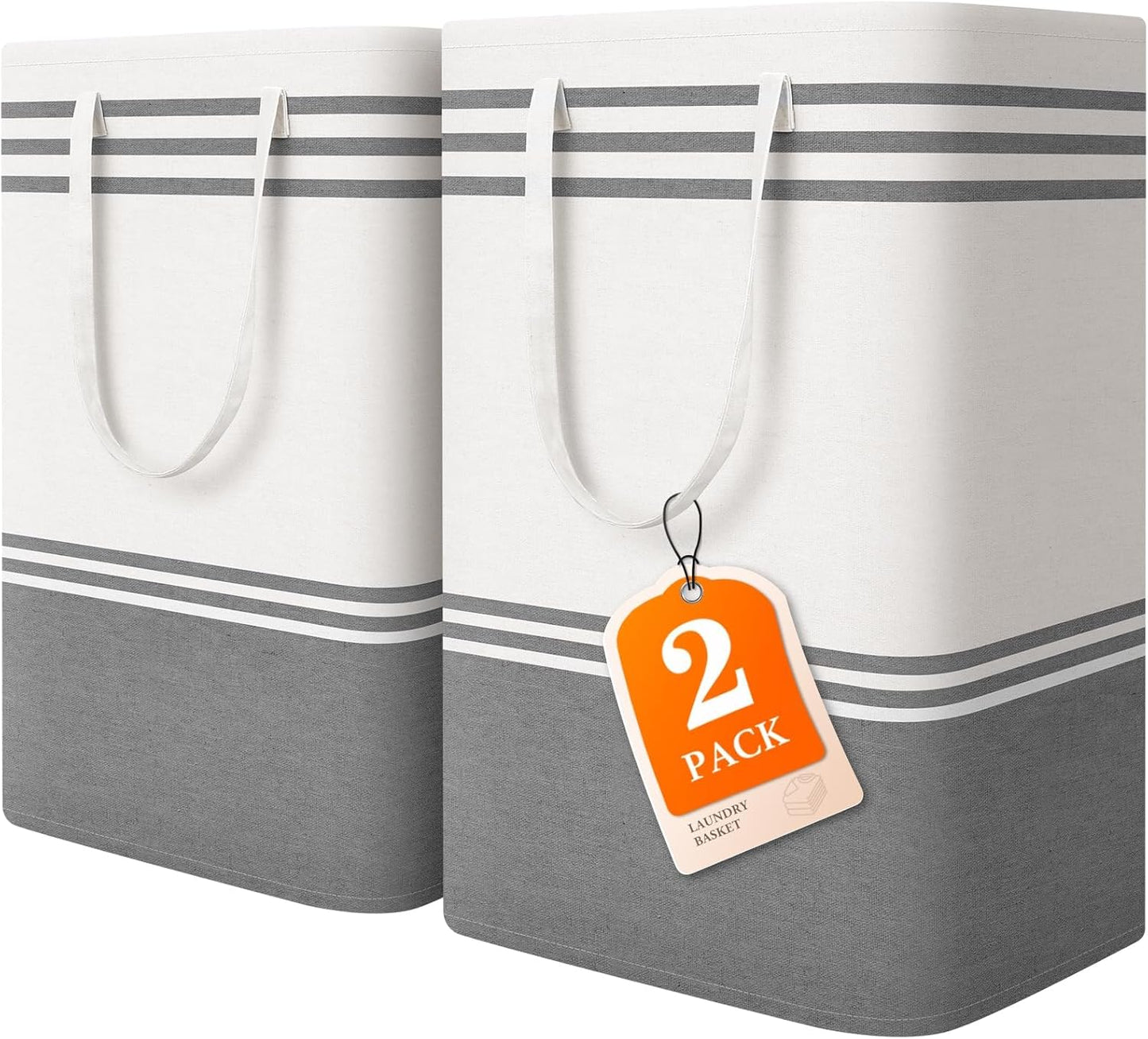 Skiennix Large Laundry Baskets - Waterproof Collapsible Hampers with Reinforced Handles | 75L Grey