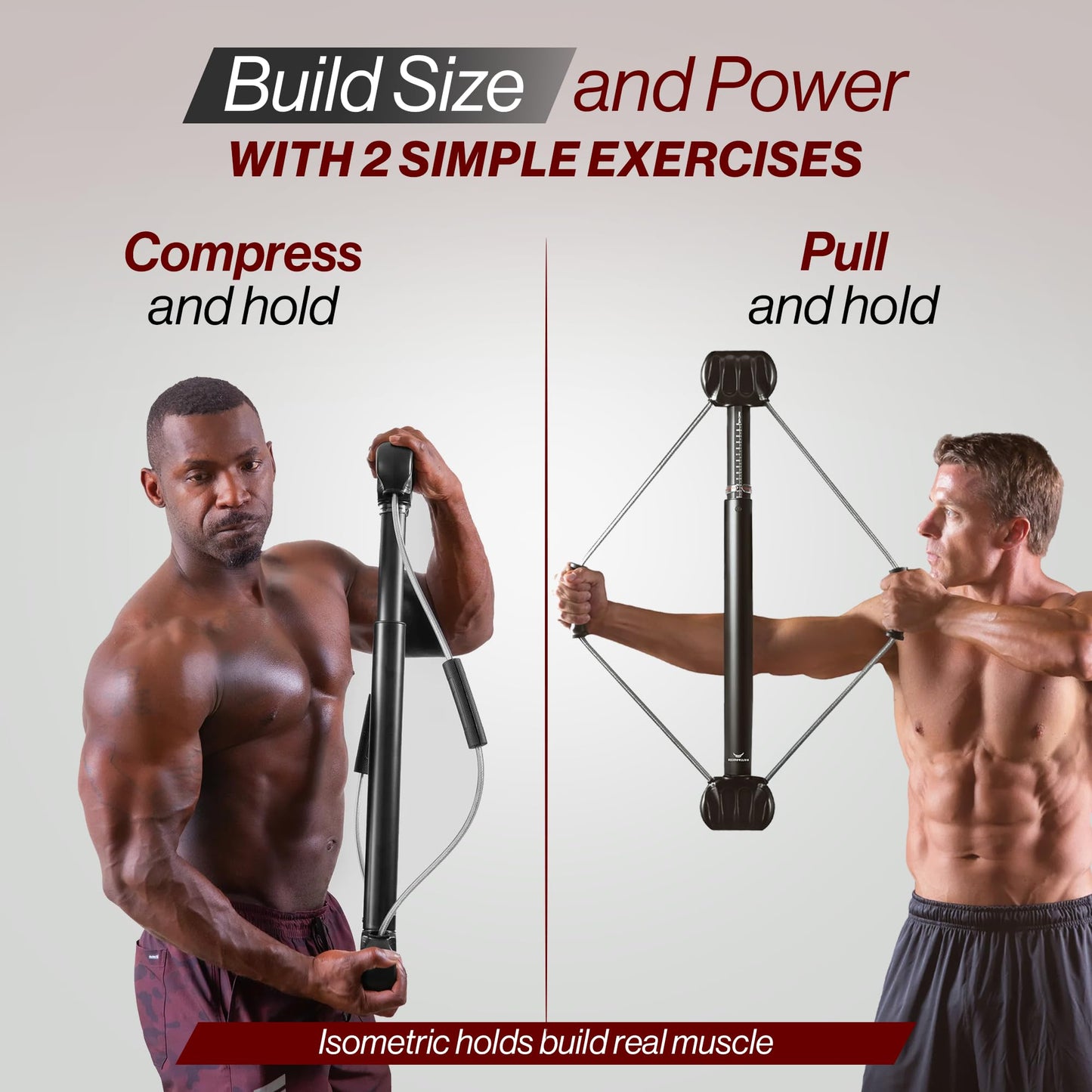 Bullworker Bow Classic 36" Isometric Exercise Equipment, Portable Home Gym Customized Variable Resistance, Chest and Arm Trainer, Full Body Strength Trainer, Shoulder Exerciser