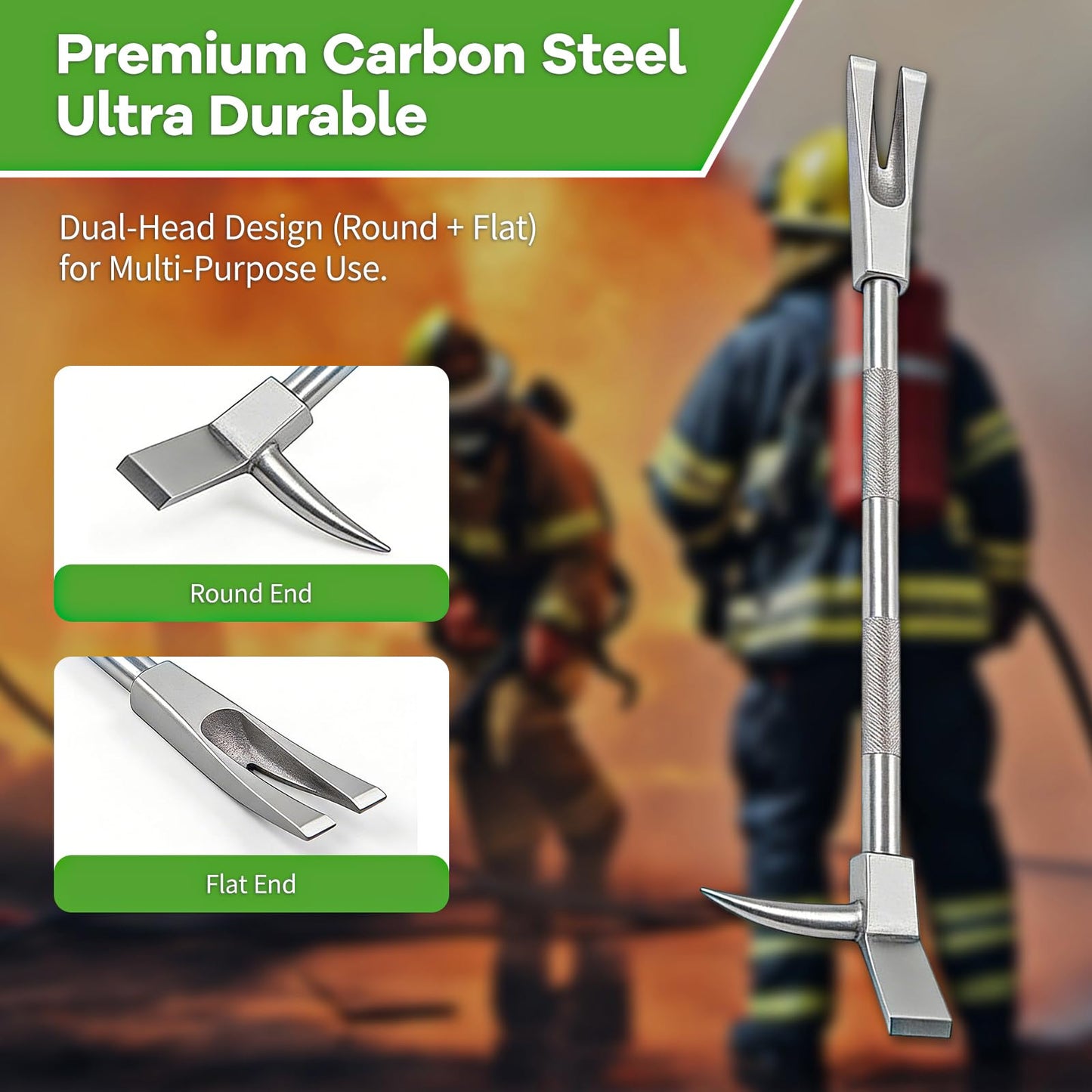 30" Halligan Bar, High-Precision Carbon Steel Construction, Halligan Tool for Fire Rescue