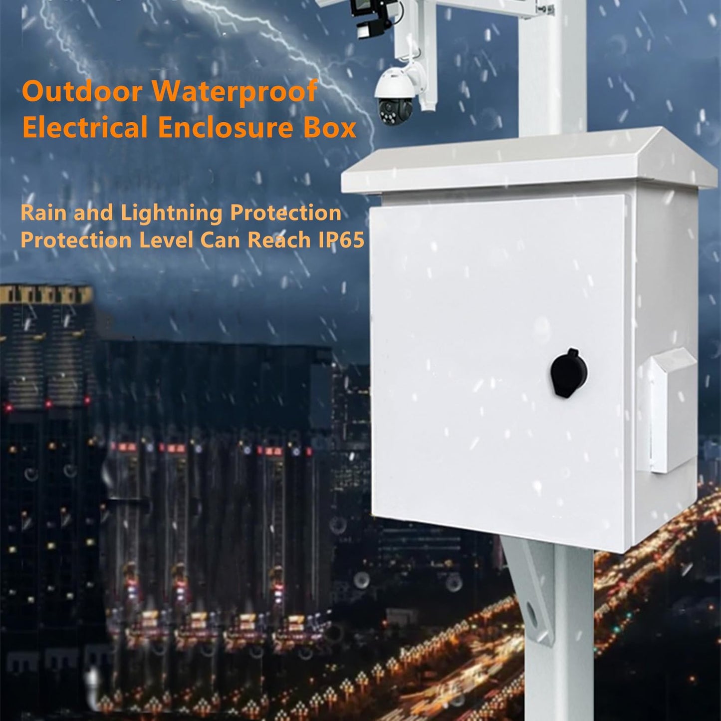 Yeaborn Outdoor Electrical Box 20'' x 16'' x 8'' One-Piece Ventilation Design Electrical Enclosure Box IP65 Waterproof Electrical Cabinet Street Light Box with Wall Hanging and Pole Mounting Parts