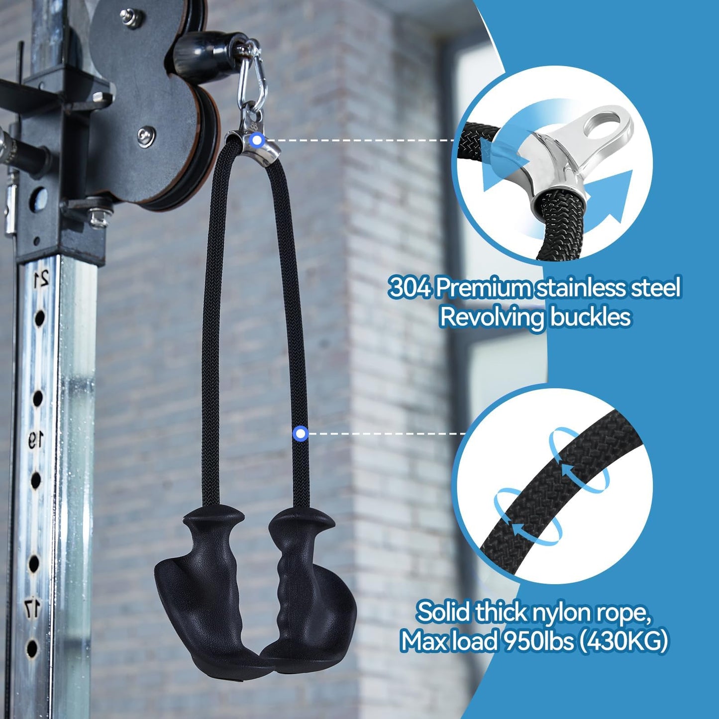 CYBEOE Tricep Rope Ergonomic Tricep Pull Down Attachment 36In - Rope Attachment for Cable Machine Pulley System Gym Home Triceps Rope Cable Attachment Workout Equipment