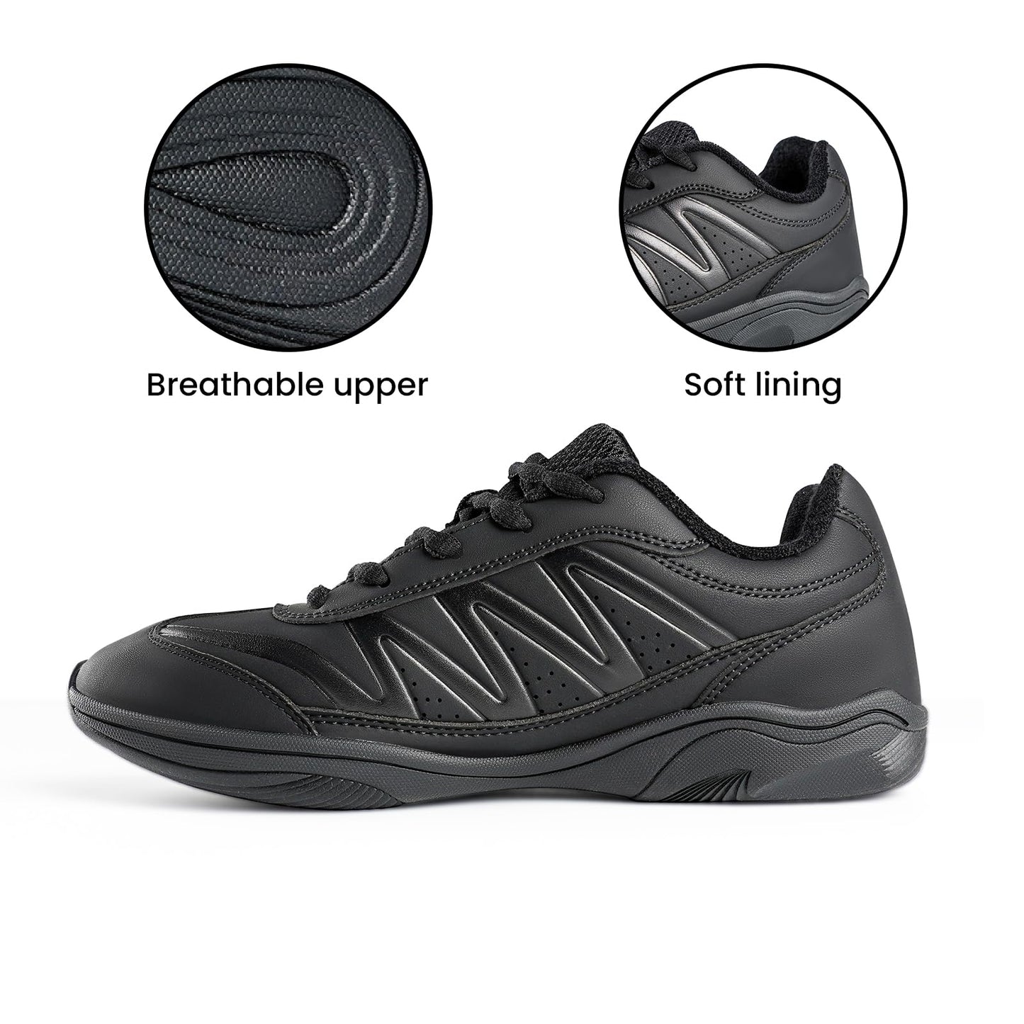 TAILORIA Cheer Shoes Girls-White & Black Cheerleading Dance Sneakers for Competition Sport Training