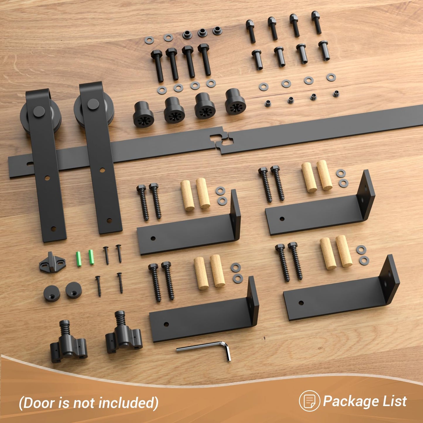 CCJH 7FT Ceiling Mount Bracket Sliding Barn Door Hardware Kit Black,Strong Bearing, Low Ceiling L-Shape Bracket System, Fit 42" Wide Single Door Panel (Basic Style)