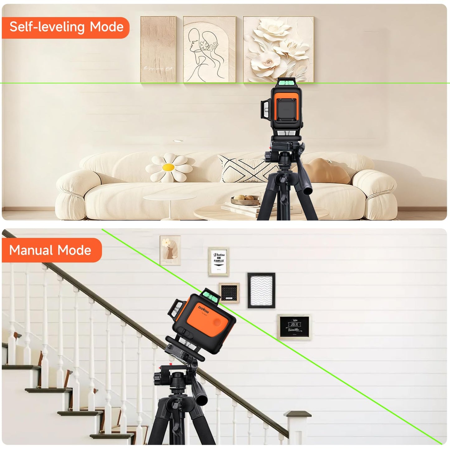 DOVOH 4D Laser Level with Tripod and Receiver, Class Ⅱ, Y4-360G-KIT