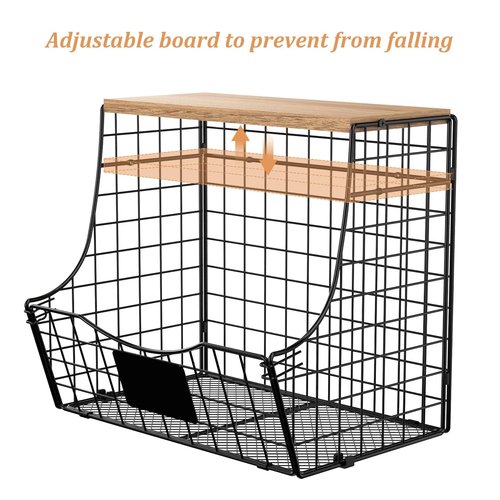 4 Pack Fruit Basket for Kitchen with Lid, Counter&Wall Mounted Hanging Fruit Basket, Potato and Onion Storage, Metal Wire Fruit and Vegetable Storage, Snack Organizer 11.81 * 8.66 * 10.63in