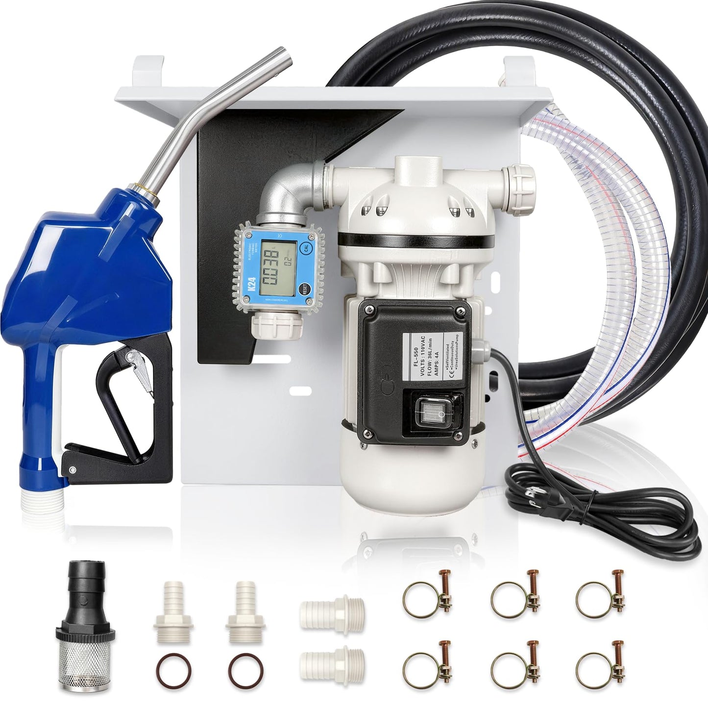NEW DEF Pump - 110 Volt,Diesel Exhaust Fluid DEF Pump, Pump Kit for DEF, Drums, And Wall Mounts, Includes DEF Pump,Flow Meter,Coupler,SS Auto Nozzle,20' Hose