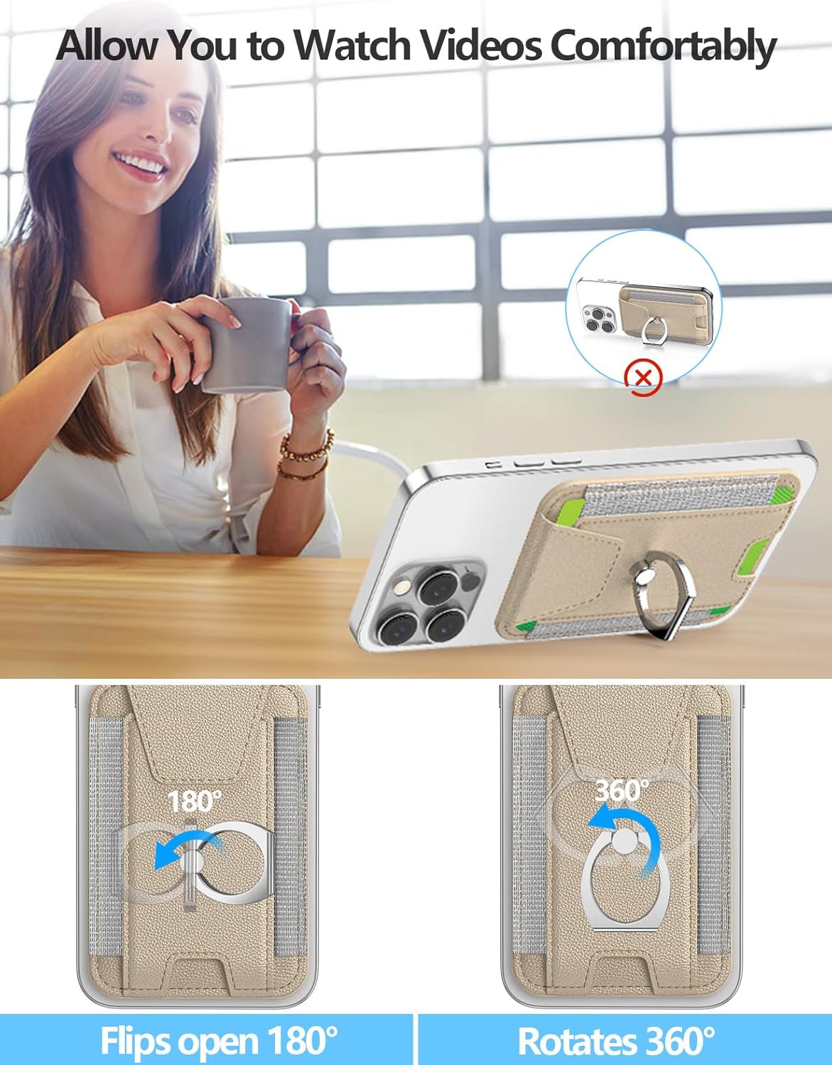 6-Card 17/16/15/14/13/12 ExtreLife For Magsafe Wallet with Grip, Holder, Stronger Magnetic Card Wallet Holder
