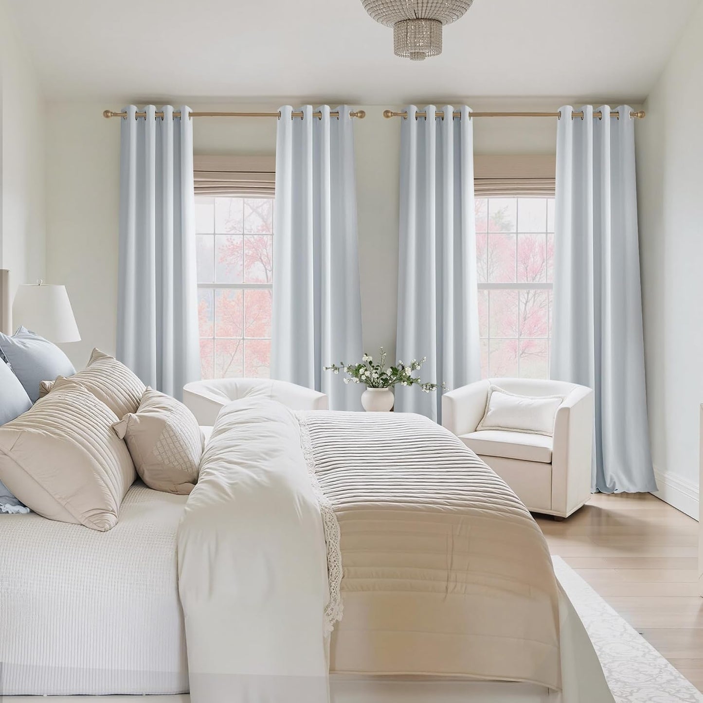 NICETOWN Room Darkening Curtains - Greyish White Drapery Panels, 52" x 90" for Ultimate Light Control