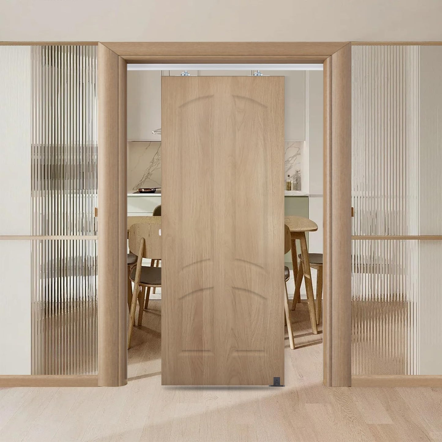 MaxxGeek 4FT/48in Sliding Pocket Door Hardware and Track Set,Soft Close Aluminum Box Sliding Door Rail Track Kit,Smoothly and Easy to Install,48" Track Kit for 23"-24" Wide Single Door