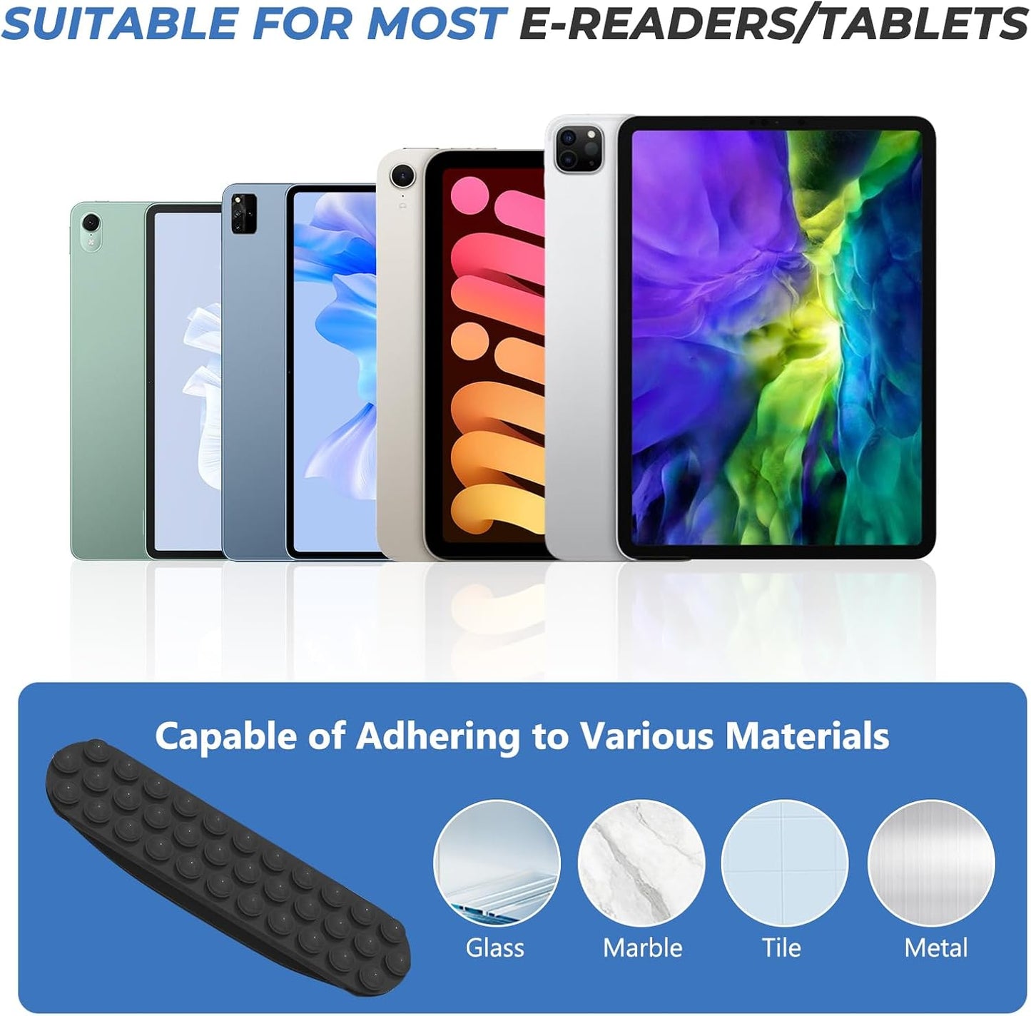 Zquilabon 2 Pack 1.8oz 34 Silicone Tablet Hand Strap, Lightweight Ergonomic One-Hand Grip Holder for Tablets