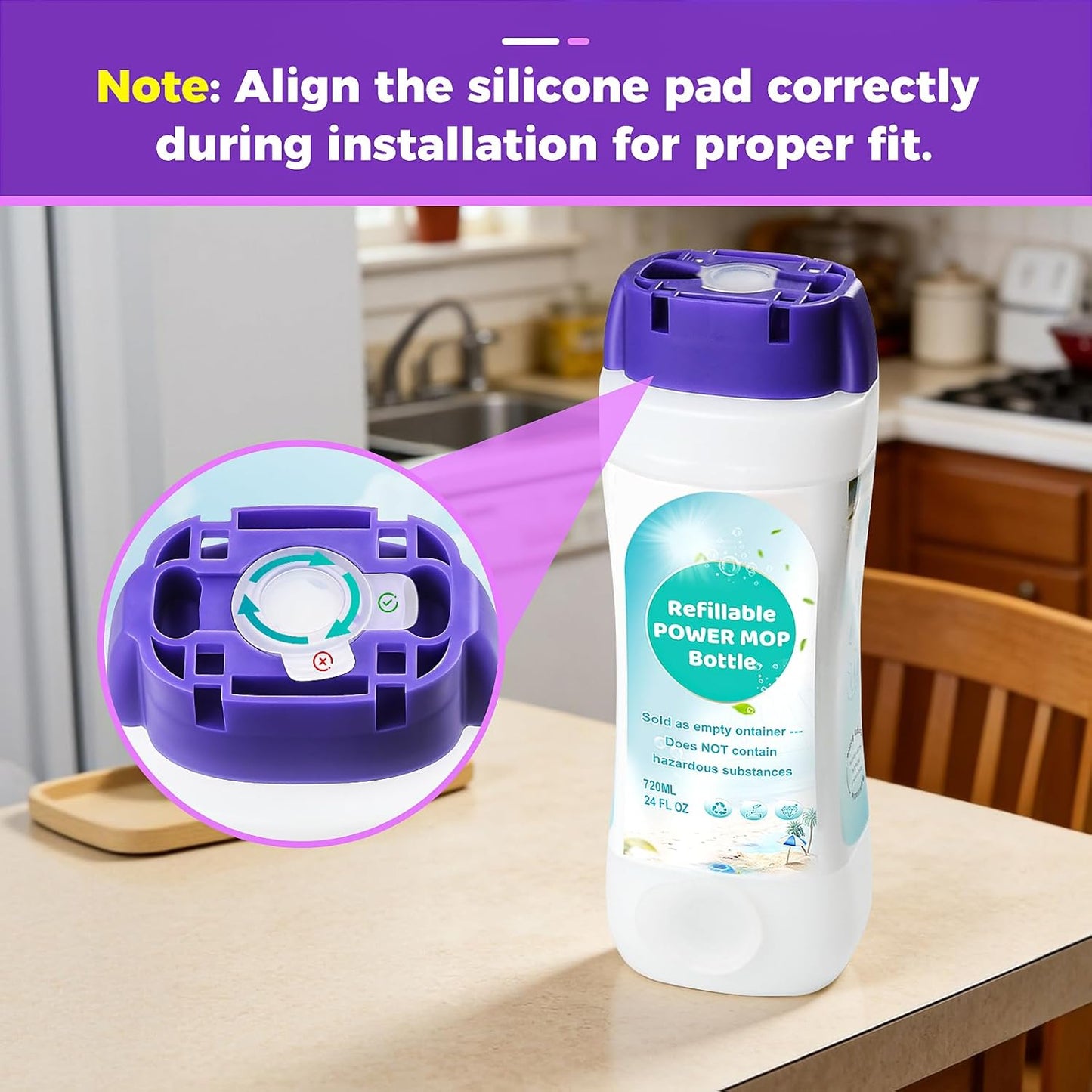 Skiennix Refillable Solution Bottle - 720ML Leak-Proof Cleaner Container | Universal Fit for Swiffer Power Mop